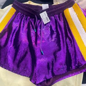 LSU purple and gold sequin shorts size small. Queen of Sparkles